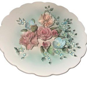 porcelain bisque hand painted multicolor flower wall plate set